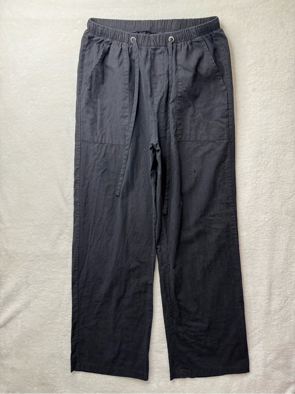 Black Drawstring Casual Pants, Trousers size Medium - Picture 2 of 11